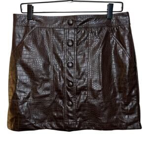 House of Harlow 1960 Snake Print Faux Leather A-Line Mini Skirt Size 8